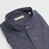 carpasus sustainable organic cotton and linen shirt scurido marine/ochre. Nachhaltiges Carpasus Hemd Scurido aus Bio Baumwolle und Leinen in Marine/Ocker