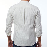 carpasus sustainable organic cotton and linen shirt scurido white/brown. Nachhaltiges Carpasus Hemd Scurido aus Bio Baumwolle und Leinen in Weiss/Braun