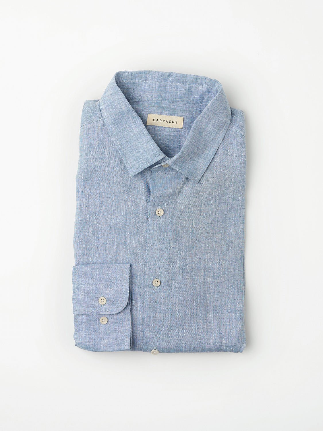 carpasus sustainable organic linen shirt verzasca uni light blue. Nachhaltiges Carpasus Hemd Verzasca Uni Hellblau aus Bio Leinen