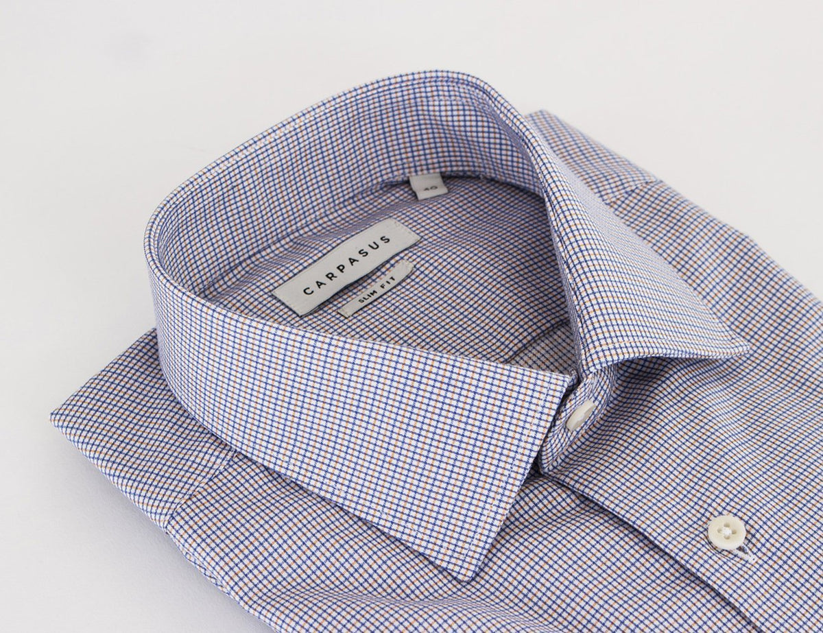 Dress Shirt Slim Fit Check Blue/Orange