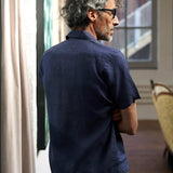 carpasus sustainable organic linen shirt short sleeves maloja uni navy . Nachhaltiges Carpasus Hemd kurzärmlig Maloja Uni Navy aus Bio Leinen 