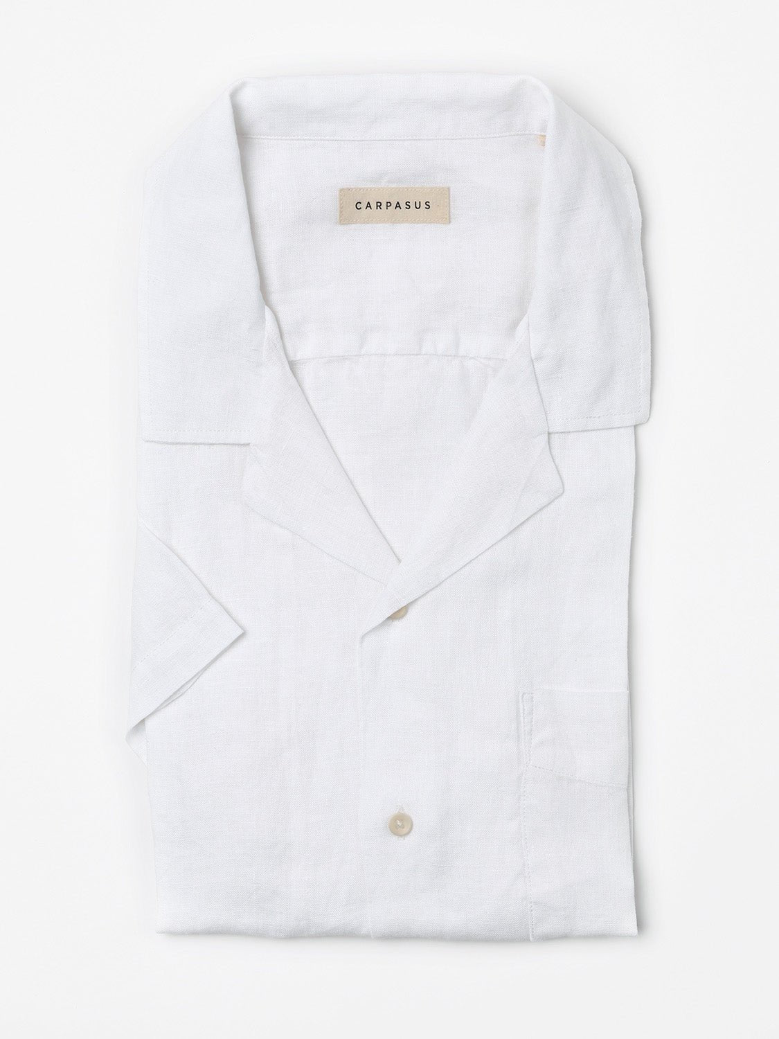 carpasus sustainable organic linen shirt short sleeves maloja uni white. Nachhaltiges Carpasus Hemd kurzärmlig Maloja Uni Weiss aus Bio Leinen 