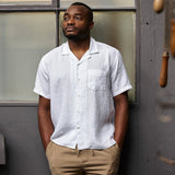 carpasus sustainable organic linen shirt short sleeves maloja uni white. Nachhaltiges Carpasus Hemd kurzärmlig Maloja Uni Weiss aus Bio Leinen 