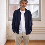 carpasus sustainable organic linen overshirt montagnola uni navy. Nachhaltiges Carpasus Overshirt Montagnola Uni Navy aus Bio Leinen 