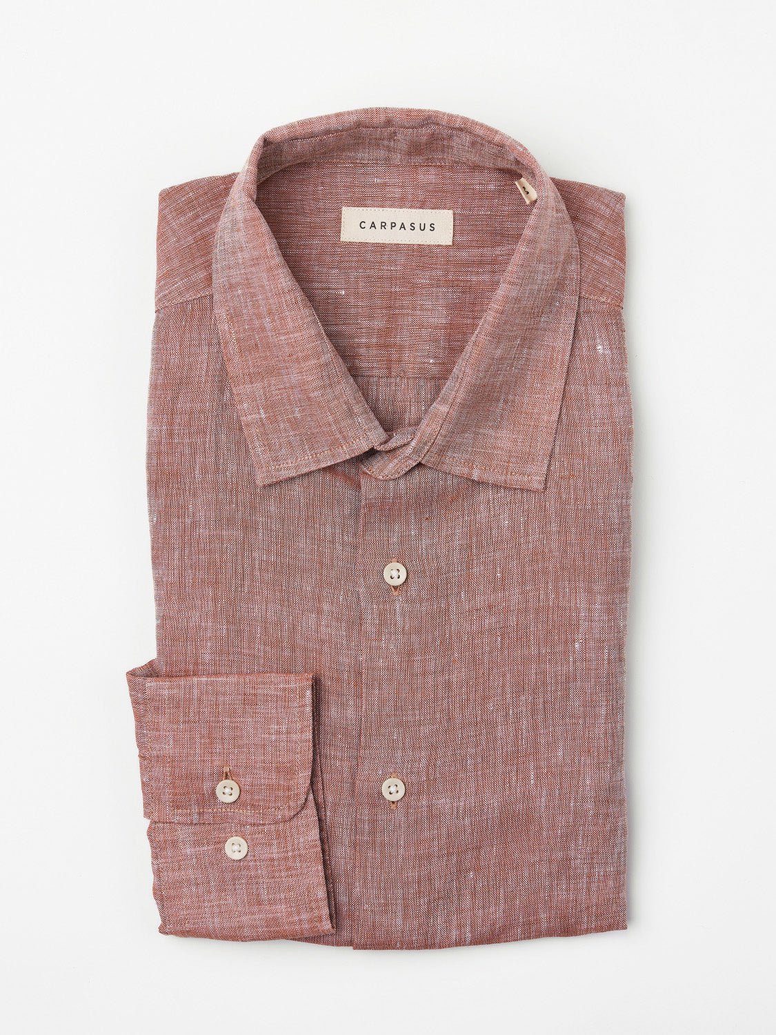 carpasus sustainable organic linen shirt verzasca uni rust. Nachhaltiges Carpasus Hemd Verzasca Uni Rost aus Bio Leinen 