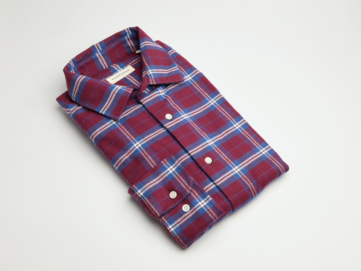 carpasus sustainable organic cotton flanell shirt castanio check bordeaux. Nachhaltiges Carpasus Flanell Hemd Castanio Karo Bordeaux aus Bio Baumwolle 