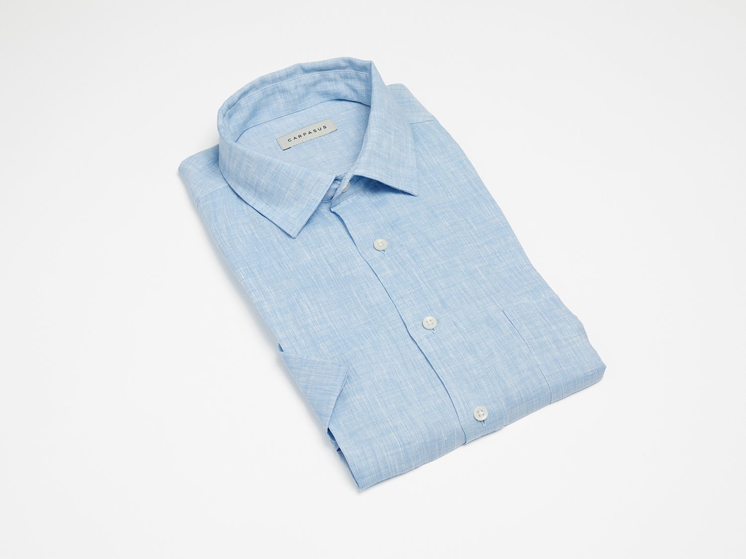 carpasus sustainable organic linen short sleeve shirt lightblue. Nachhaltiges Carpasus Hemd Kurzarm aus Bio Leinen in Hellblau