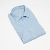carpasus sustainable organic linen short sleeve shirt lightblue. Nachhaltiges Carpasus Hemd Kurzarm aus Bio Leinen in Hellblau