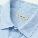 carpasus sustainable organic linen short sleeve shirt lightblue. Nachhaltiges Carpasus Hemd Kurzarm aus Bio Leinen in Hellblau