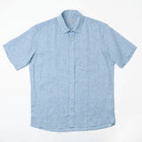 carpasus sustainable organic linen short sleeve shirt lightblue. Nachhaltiges Carpasus Hemd Kurzarm aus Bio Leinen in Hellblau
