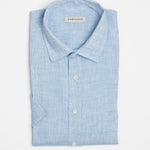 carpasus sustainable organic linen short sleeve shirt lightblue. Nachhaltiges Carpasus Hemd Kurzarm aus Bio Leinen in Hellblau