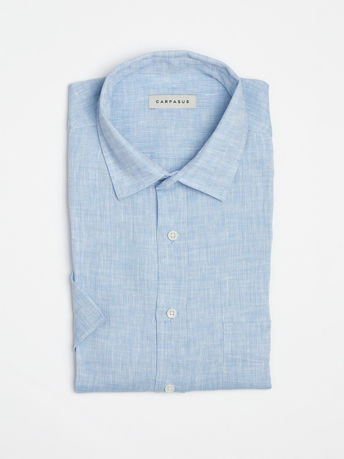 carpasus sustainable organic linen short sleeve shirt lightblue. Nachhaltiges Carpasus Hemd Kurzarm aus Bio Leinen in Hellblau