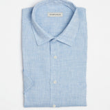 carpasus sustainable organic linen short sleeve shirt lightblue. Nachhaltiges Carpasus Hemd Kurzarm aus Bio Leinen in Hellblau