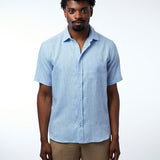 carpasus sustainable organic linen short sleeve shirt lightblue. Nachhaltiges Carpasus Hemd Kurzarm aus Bio Leinen in Hellblau