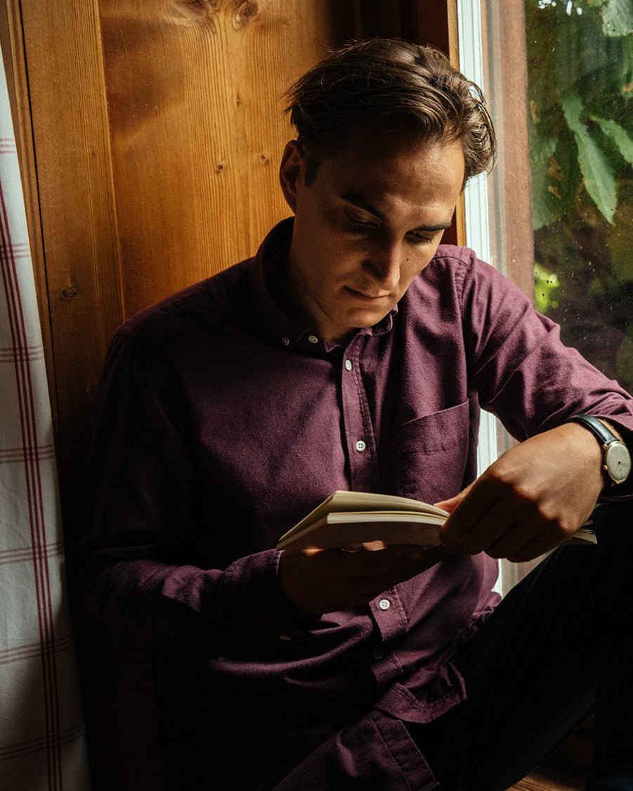 carpasus sustainable organic cotton flanell shirt populus bordeaux. Nachhaltiges Carpasus Flanell Hemd Populus Bordeaux aus Bio Baumwolle 