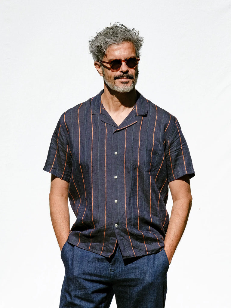 Short-sleeved Linen Shirt Milano Marine Blue | Sustainable Summer Shirt CARPASUS Online Store Short-sleeved Linen Shirt Milano Marine Blue | Sustainable Summer Shirt CARPASUS Online Store