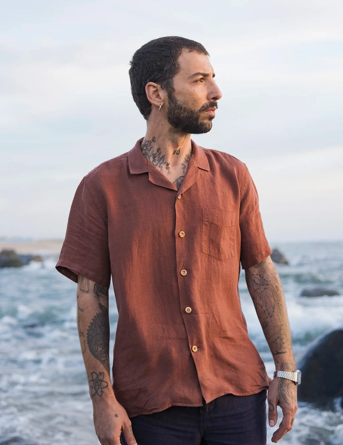 Linen Shirt Short Areia Chili