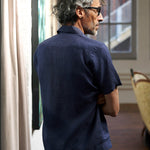 carpasus sustainable organic linen shirt short sleeves maloja uni navy . Nachhaltiges Carpasus Hemd kurzärmlig Maloja Uni Navy aus Bio Leinen 