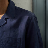 carpasus sustainable organic linen shirt short sleeves maloja uni navy . Nachhaltiges Carpasus Hemd kurzärmlig Maloja Uni Navy aus Bio Leinen 