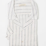 carpasus sustainable organic linen shirt short sleeves verita stripes navy white. Nachhaltiges Carpasus Hemd kurzärmlig Verita Streifen Navy Weiss aus Bio Leinen 