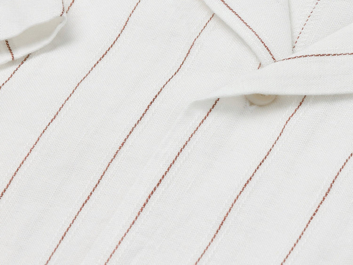 carpasus sustainable organic linen shirt short sleeves verita stripes rust white. Nachhaltiges Carpasus Hemd kurzärmlig Verita Streifen Rost Weiss aus Bio Leinen