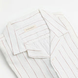 carpasus sustainable organic linen shirt short sleeves verita stripes rust white. Nachhaltiges Carpasus Hemd kurzärmlig Verita Streifen Rost Weiss aus Bio Leinen