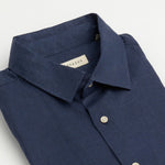 carpasus sustainable organic linen shirt verzasca uni navy. Nachhaltiges Carpasus Hemd Verzasca Uni Navy aus Bio Leinen