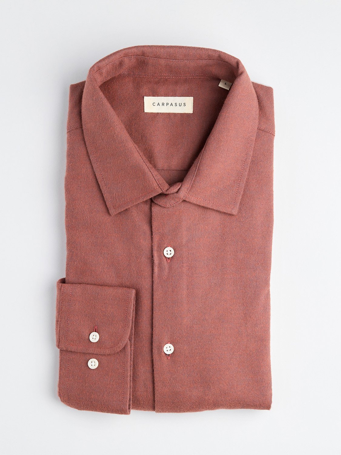carpasus sustainable organic cotton flanell shirt castanio terracotta. Nachhaltiges Carpasus Flanell Hemd Castanio Terracotta aus Bio Baumwolle 