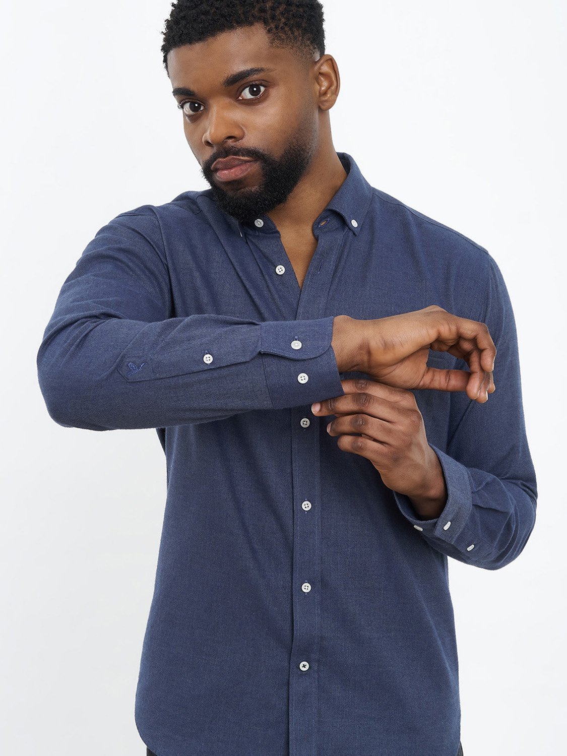 carpasus sustainable organic cotton flanell shirt populus navy. Nachhaltiges Carpasus Flanell Hemd Populus Navy aus Bio Baumwolle 