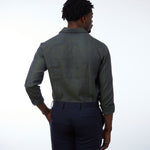 carpasus sustainable organic linen shirt semi casual single color moss. Nachhaltiges Carpasus Hemd Semi Casual aus Bio Leinen in Moss