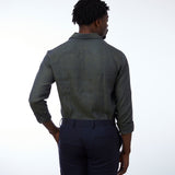 carpasus sustainable organic linen shirt semi casual single color moss. Nachhaltiges Carpasus Hemd Semi Casual aus Bio Leinen in Moss