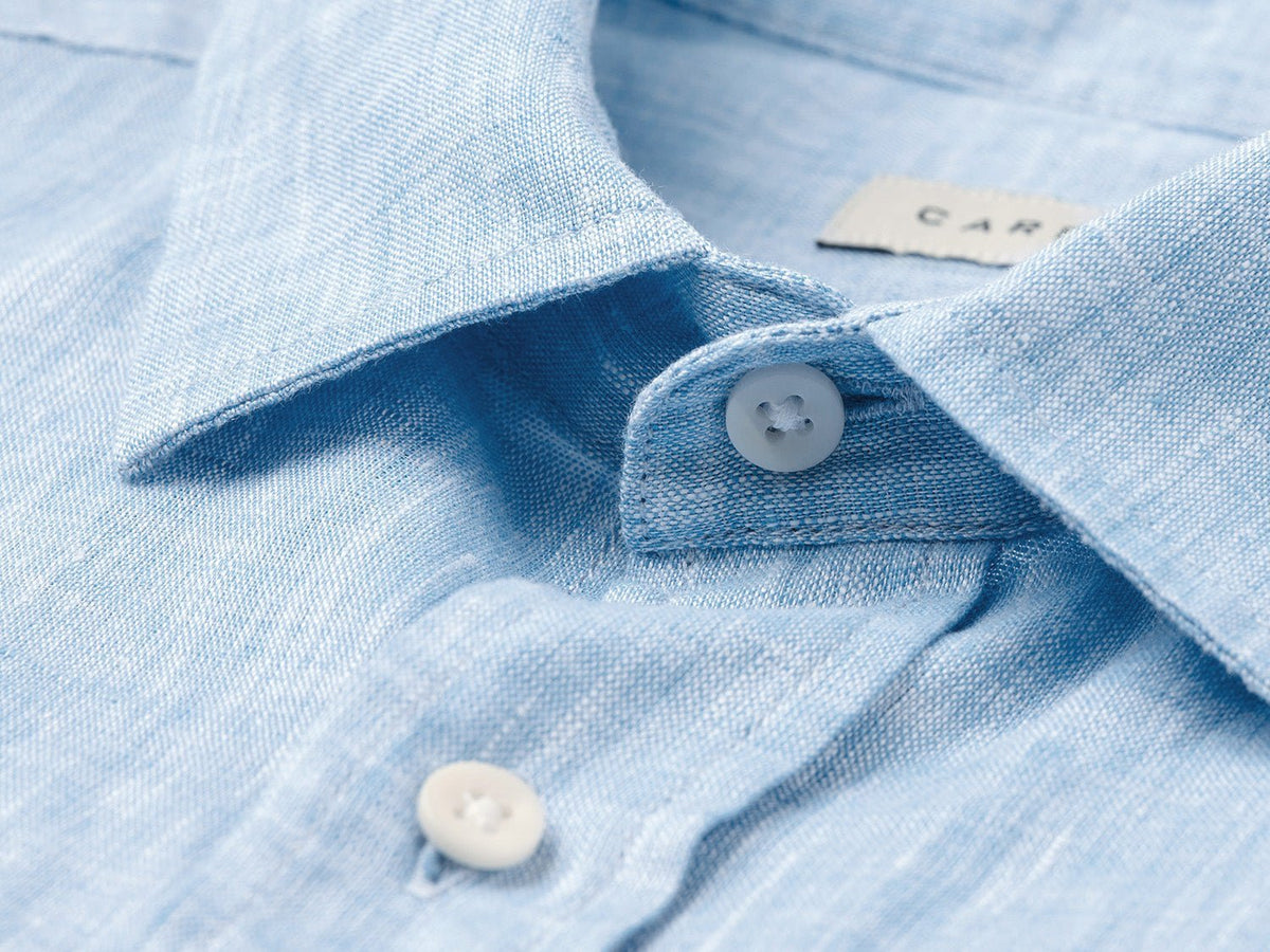 Sustainable Short Sleeve Linen Shirt Lido Light Blue - CARPASUS Online Store