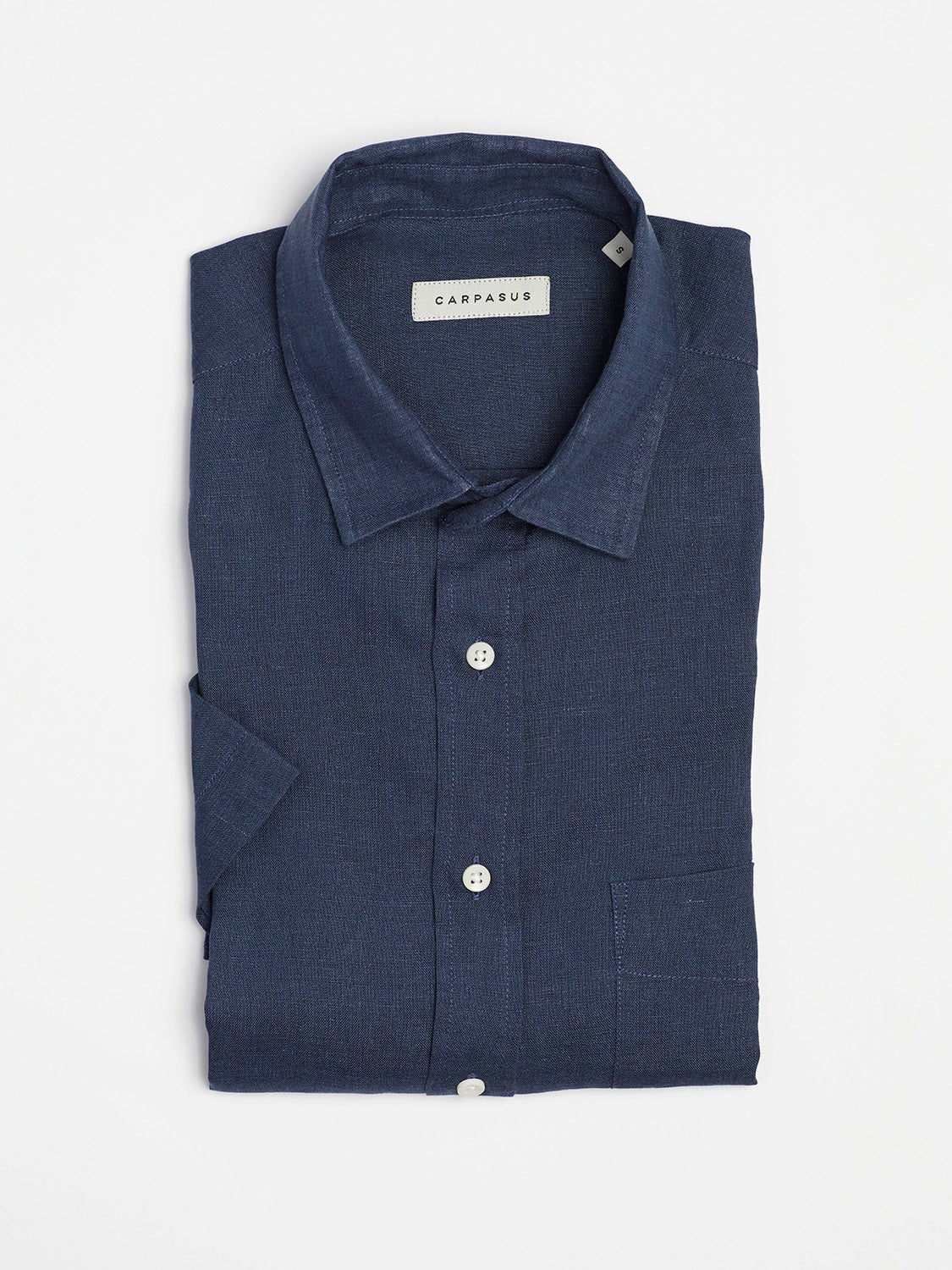 carpasus sustainable organic linen short sleeve shirt navy. Nachhaltiges Carpasus Hemd Kurzarm aus Bio Leinen in Navy