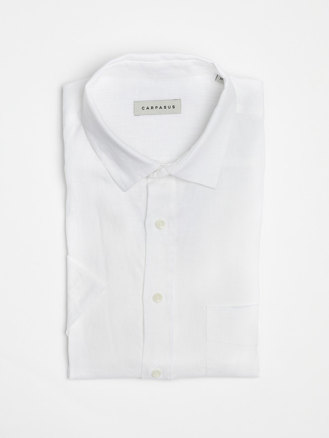 carpasus sustainable organic linen short sleeve shirt white. Nachhaltiges Carpasus Hemd Kurzarm aus Bio Leinen in Weiss.