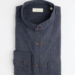 carpasus sustainable organic cotton and linen shirt scurido marine/ochre. Nachhaltiges Carpasus Hemd Scurido aus Bio Baumwolle und Leinen in Marine/Ocker