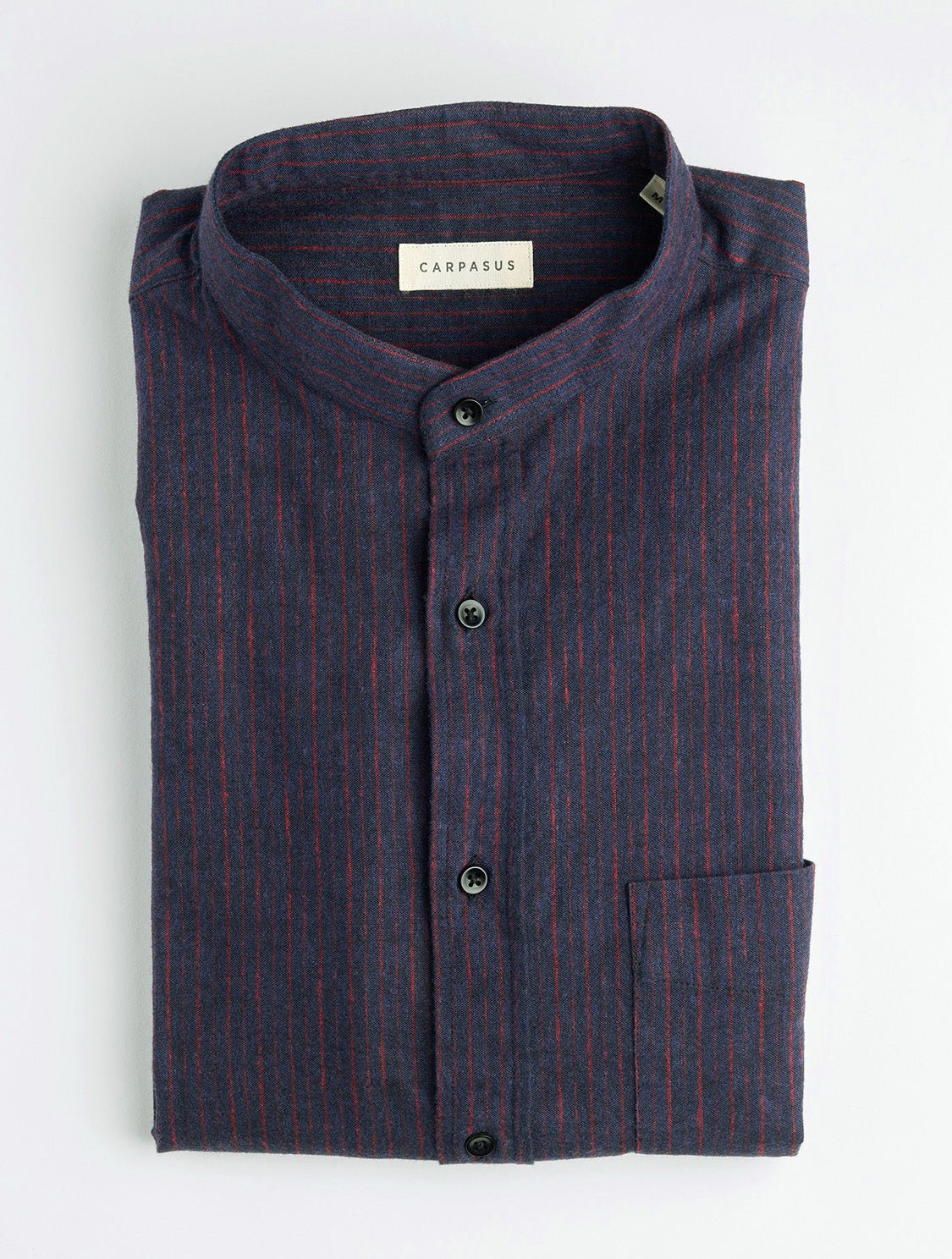 carpasus sustainable organic cotton and linen shirt scurido marine/red. Nachhaltiges Carpasus Hemd Scurido aus Bio Baumwolle und Leinen in Marine/Rot