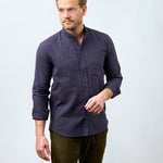 carpasus sustainable organic cotton and linen shirt scurido marine/red. Nachhaltiges Carpasus Hemd Scurido aus Bio Baumwolle und Leinen in Marine/Rot