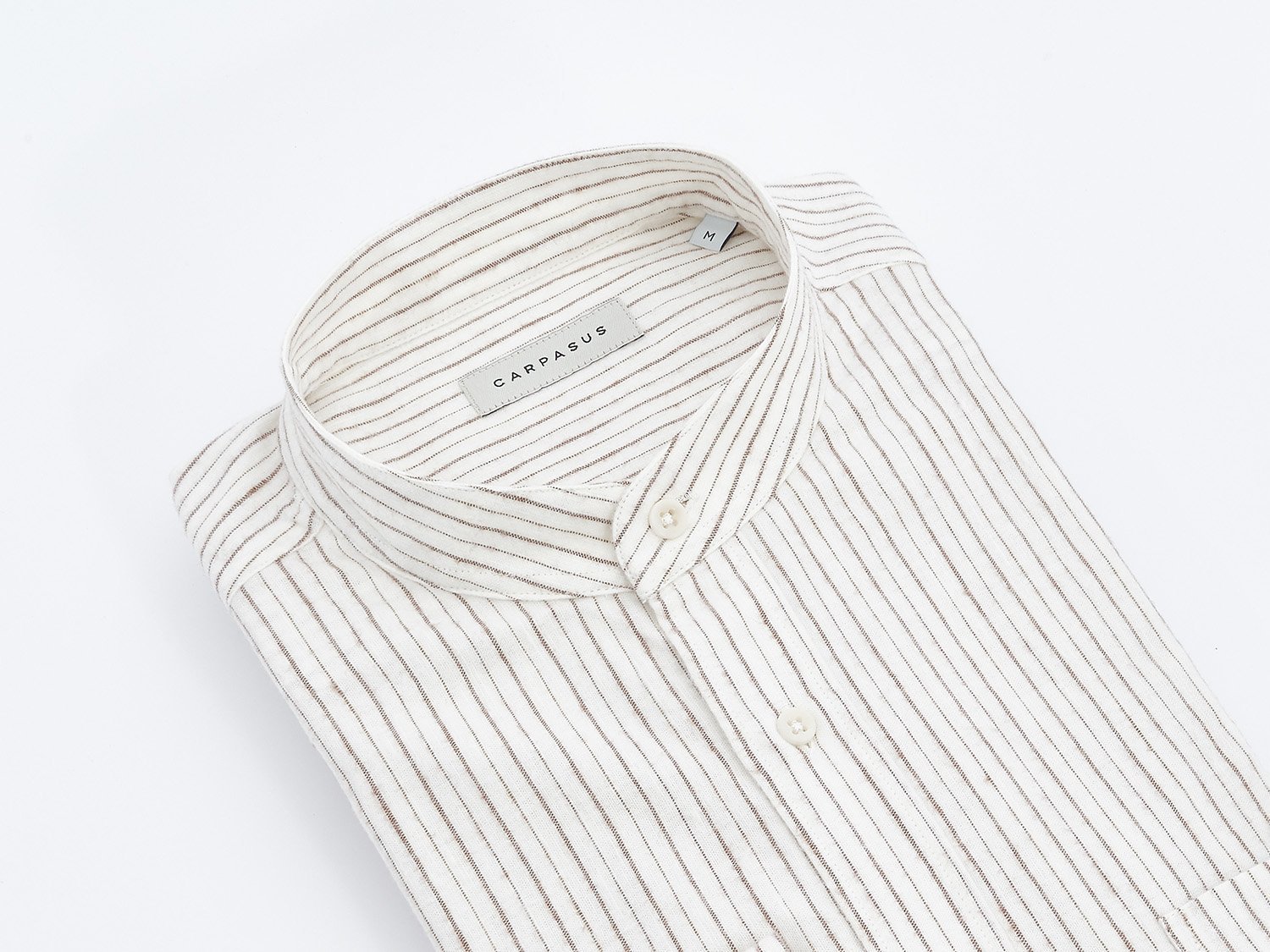carpasus sustainable organic cotton and linen shirt scurido white/brown. Nachhaltiges Carpasus Hemd Scurido aus Bio Baumwolle und Leinen in Weiss/Braun