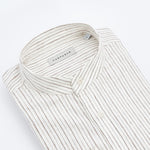 carpasus sustainable organic cotton and linen shirt scurido white/brown. Nachhaltiges Carpasus Hemd Scurido aus Bio Baumwolle und Leinen in Weiss/Braun