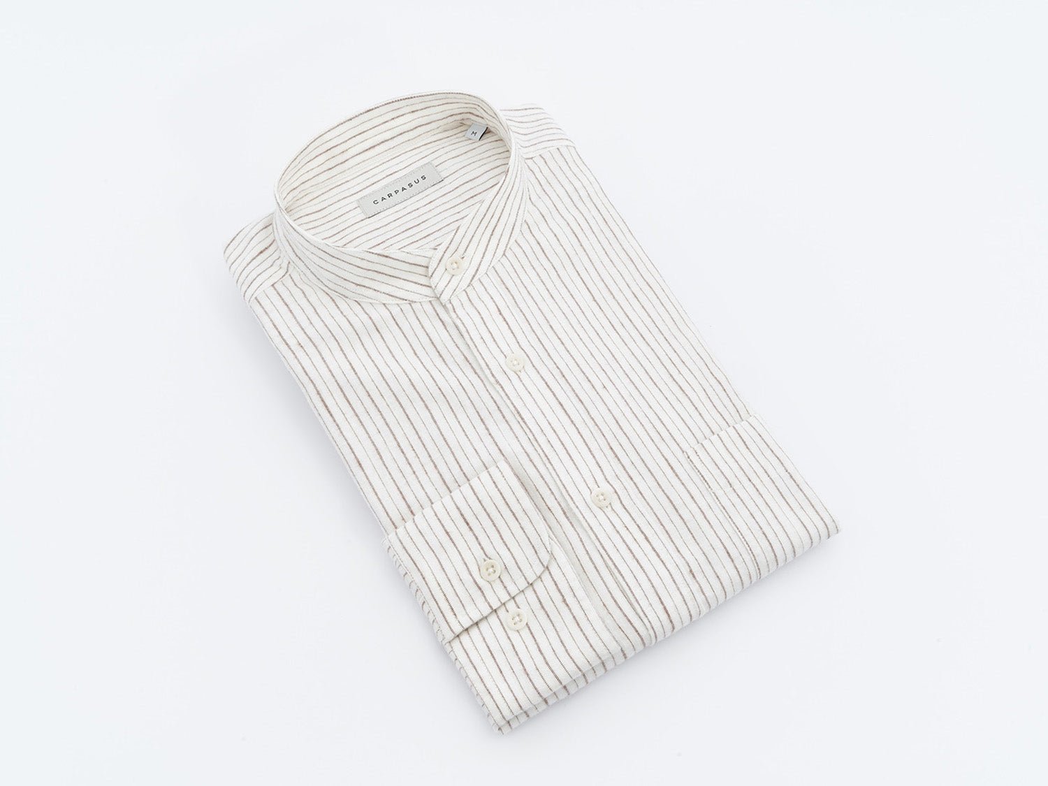 carpasus sustainable organic cotton and linen shirt scurido white/brown. Nachhaltiges Carpasus Hemd Scurido aus Bio Baumwolle und Leinen in Weiss/Braun