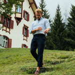 carpasus sustainable organic linen shirt stripes lightblue white. Nachhaltiges Carpasus Hemd aus Bio Leinen mit Streifen Hellblau Weiss