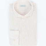 carpasus sustainable organic linen shirt stripes nature white. Nachhaltiges Carpasus Hemd aus Bio Leinen mit Streifen Natur Weiss