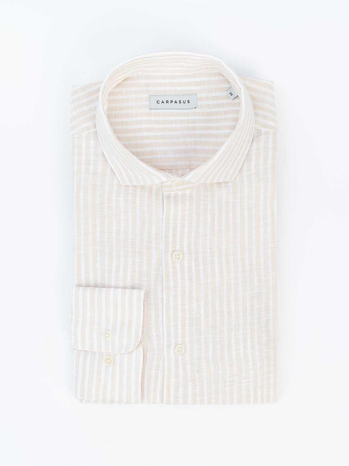 carpasus sustainable organic linen shirt stripes nature white. Nachhaltiges Carpasus Hemd aus Bio Leinen mit Streifen Natur Weiss