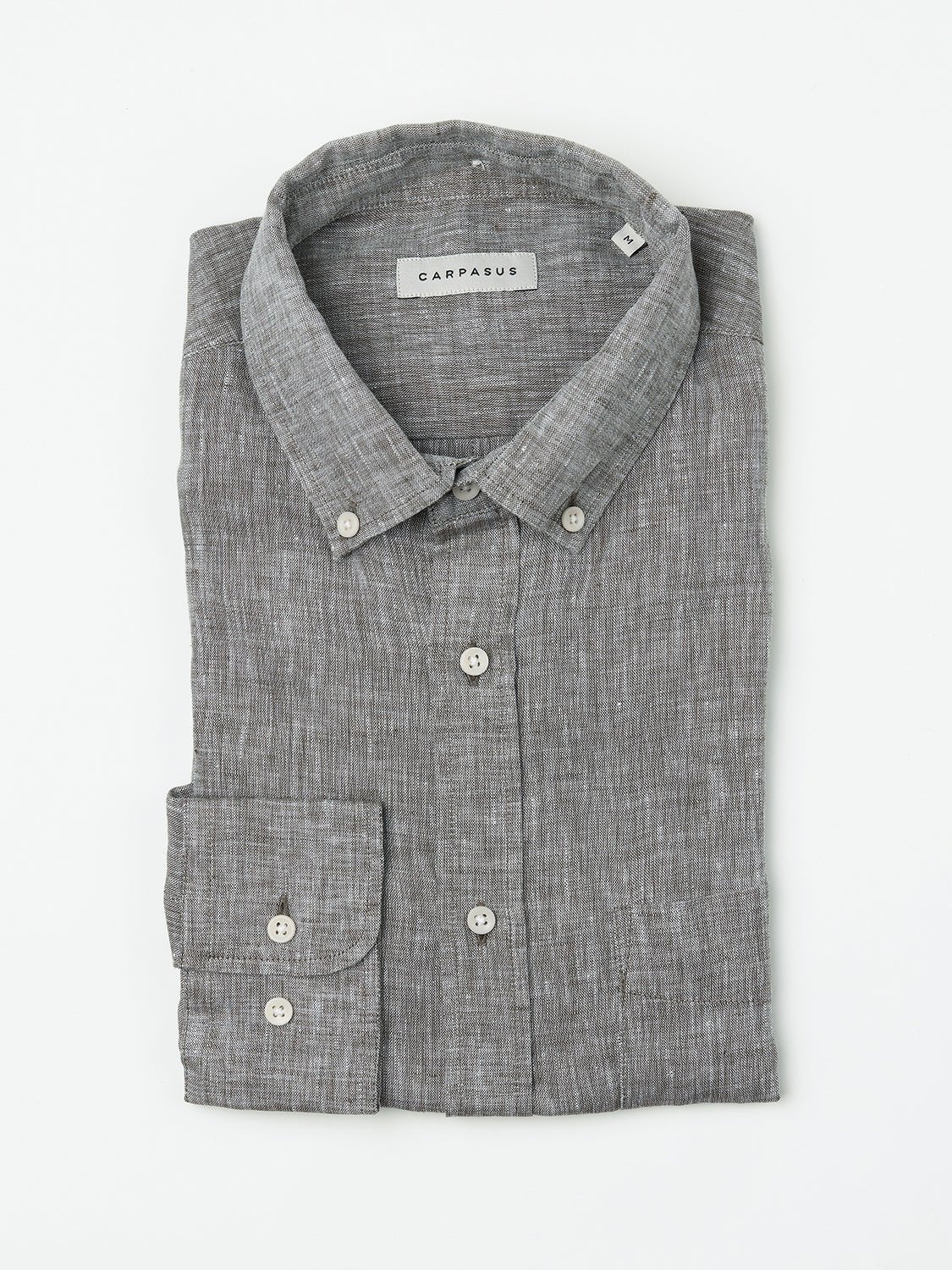 carpasus sustainable organic linen shirt single color khaki. Nachhaltiges Carpasus Hemd aus Bio Leinen in Khaki