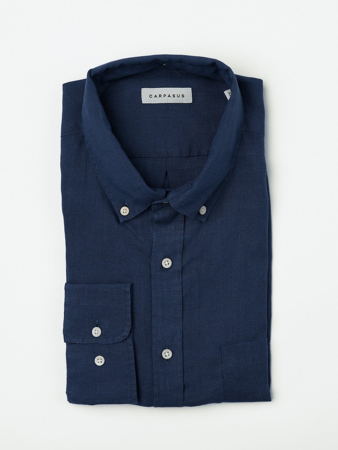 carpasus sustainable organic linen shirt single color navy. Nachhaltiges Carpasus Hemd aus Bio Leinen in Navy