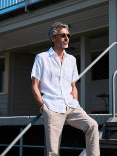 Sustainable Short Sleeve Linen Shirt Lido White - CARPASUS Online Store